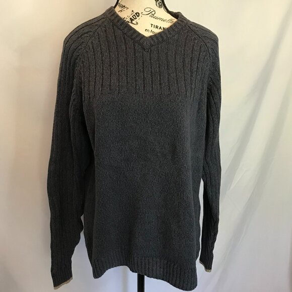 Columbia Other - Columbia Men's Heavy Duty Knit V neck Sweater Fall Gray cable knit Size Medium